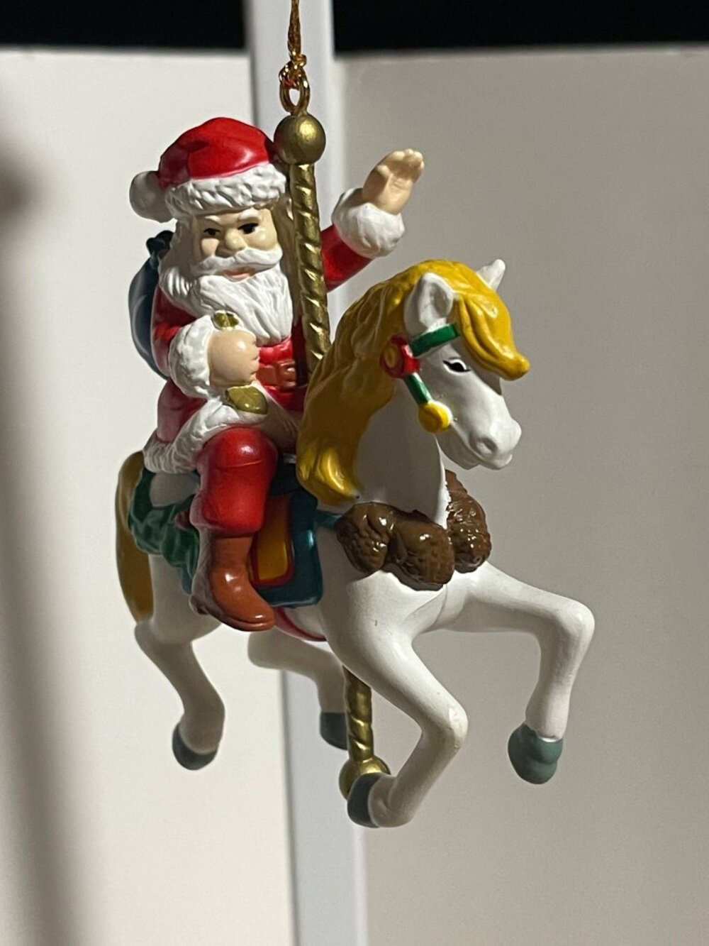 Christmas Charmers Santa Claus Riding Horse Christmas Ornament Holiday VTG 1991